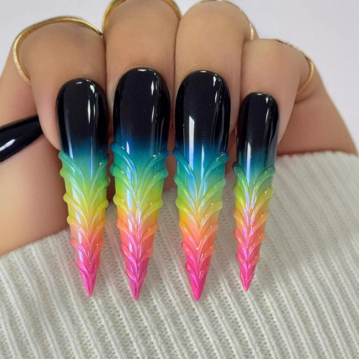 Elegant Artificial Nails with Botanical Designs Bowlift