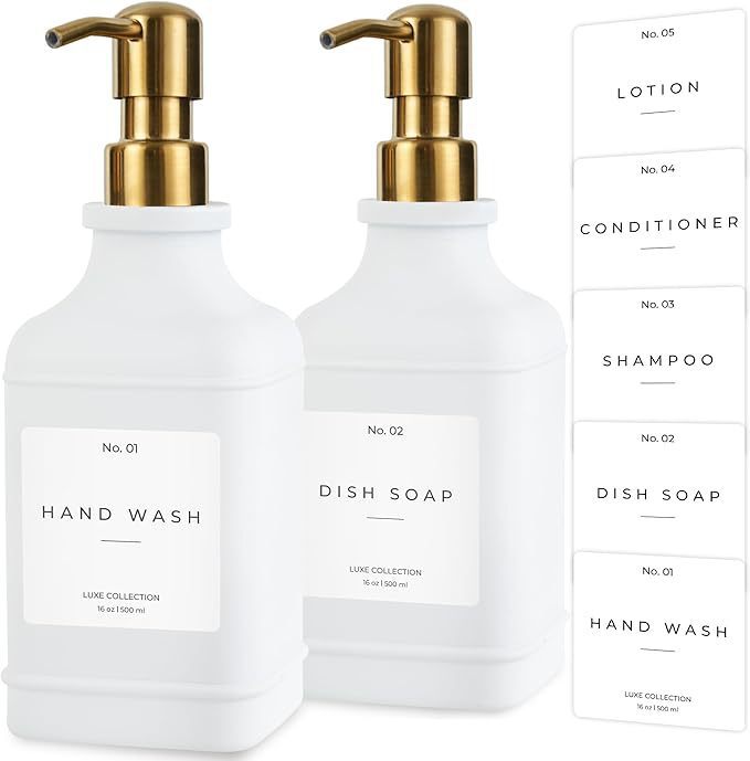 Refillable Luxury Pump Dispenser Set for Hand Wash and Dish Soap Bowlift