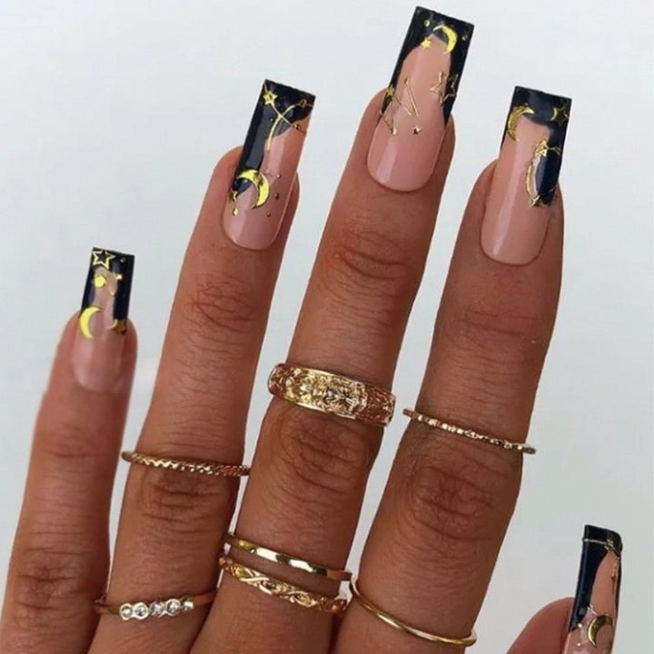 Artful Gel Nails with Elegant Floral Design and Glitter Accents Bowlift