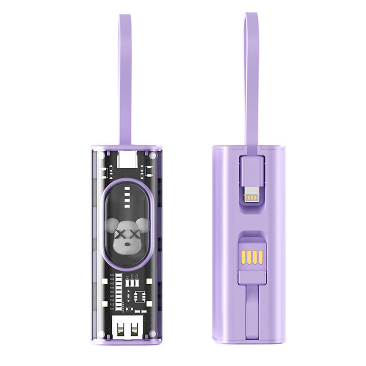 Portable power bank with integrated charging concept and practical carrying strap Bowlift
