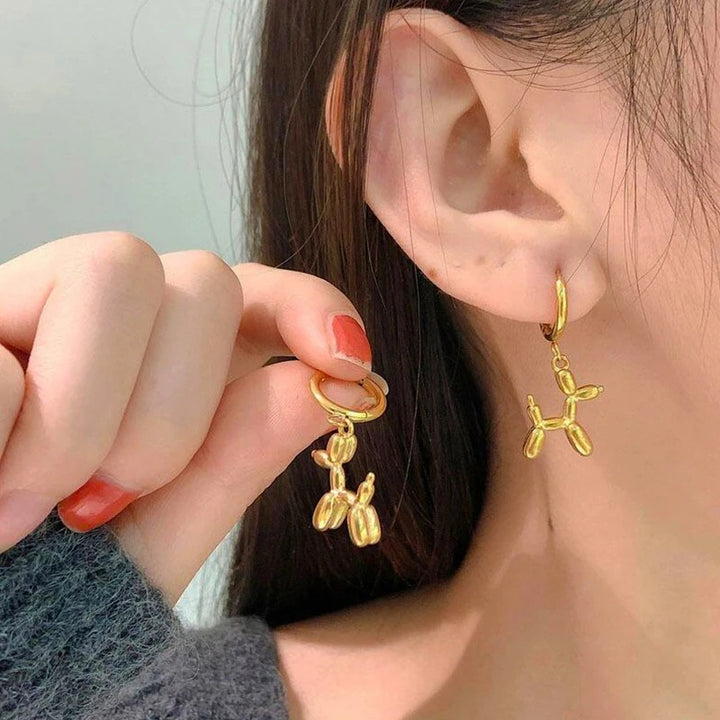 Playful Dog Pet Earrings Made of High-Quality Metal Bowlift