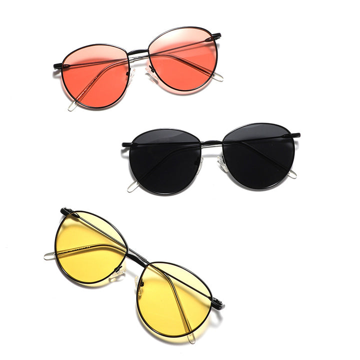 Women's round sunglasses with slim metal frame and polarized lenses Bowlift