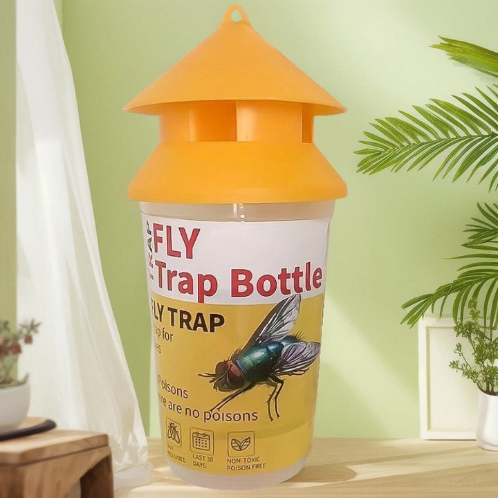 Reusable outdoor insect fly trap with non-toxic bait reservoir and Hanging canopy Bowlift