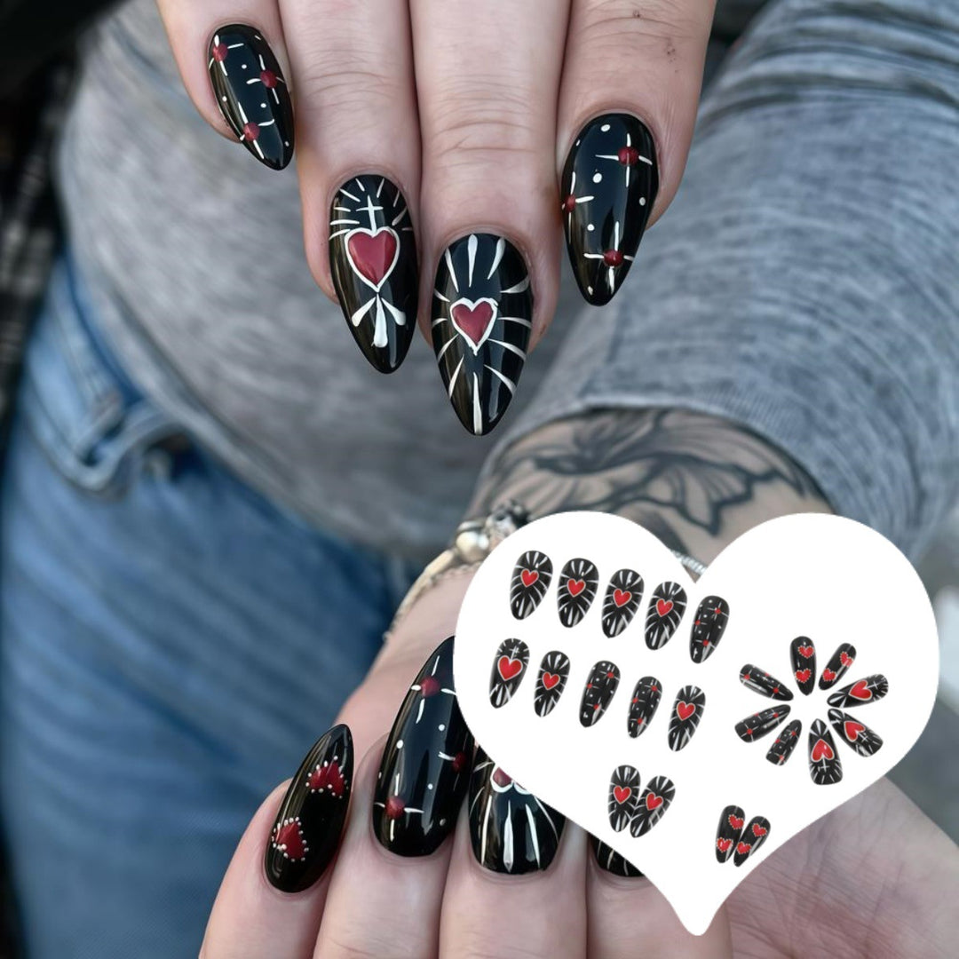 Artistic Heart Motif Art Nails Bowlift