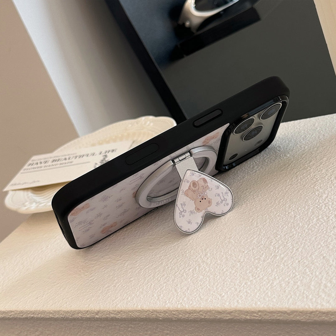 Heart-shaped smartphone holder with cute bear design Bowlift