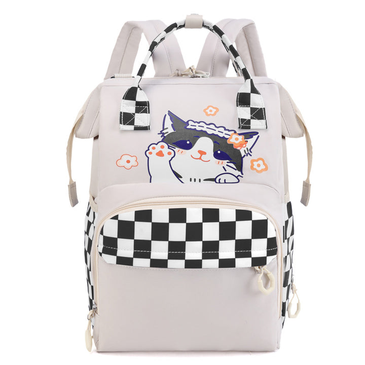 Playful Cat-Themed Multi-Pocket Backpack Bowlift