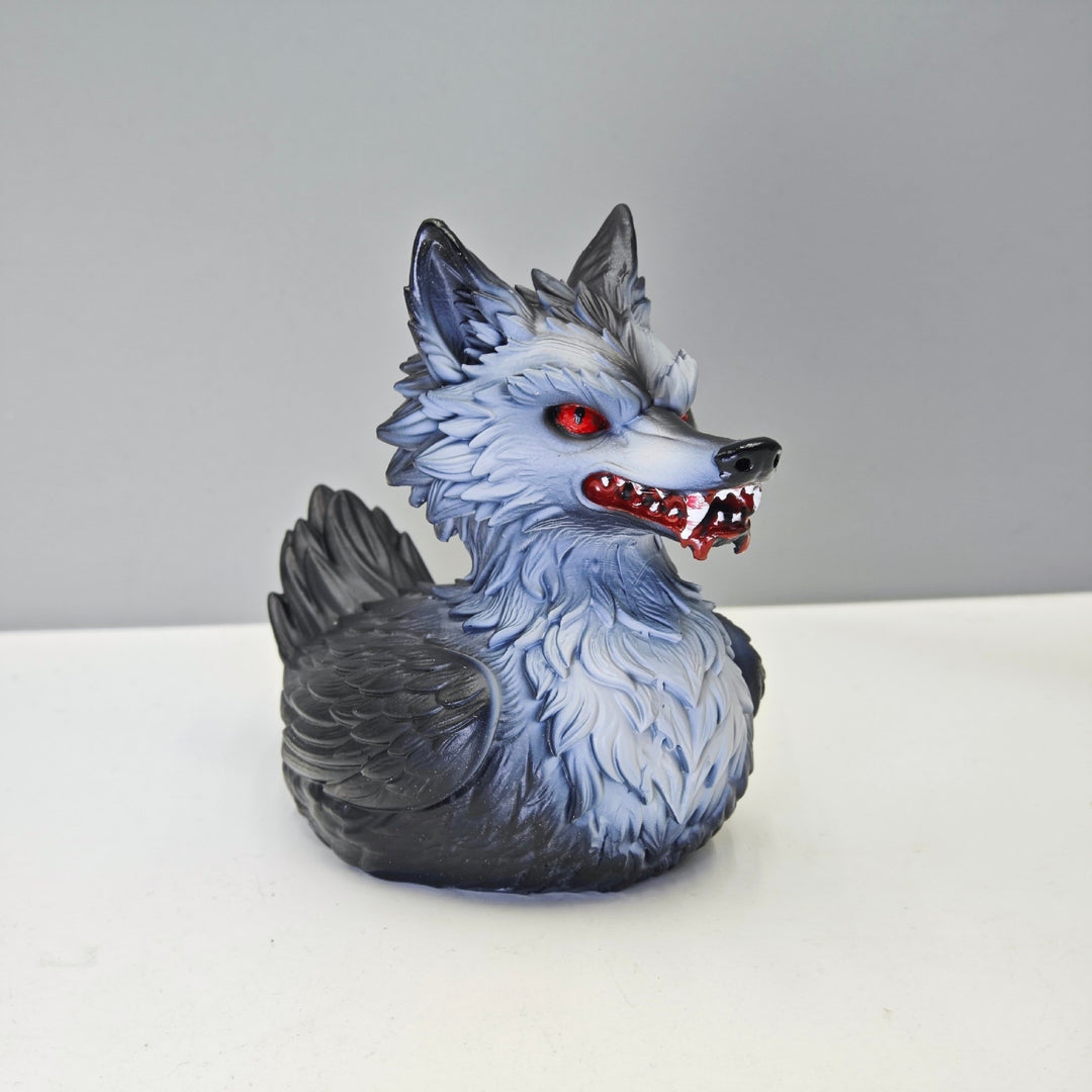 Creepy rubber duck with wolf design Bowlift