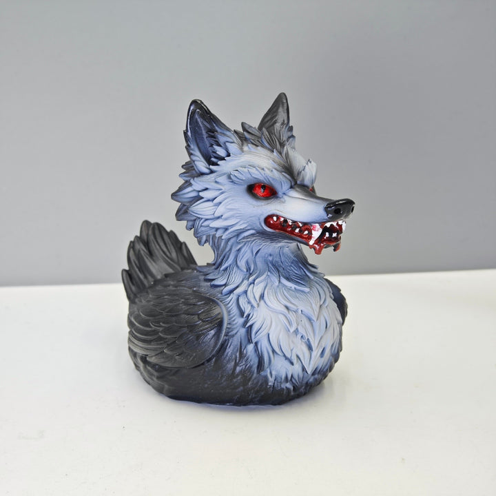 Creepy rubber duck with wolf design Bowlift