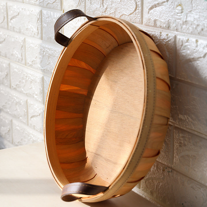 Unisex Handcrafted Basket with Leather Handles Bowlift