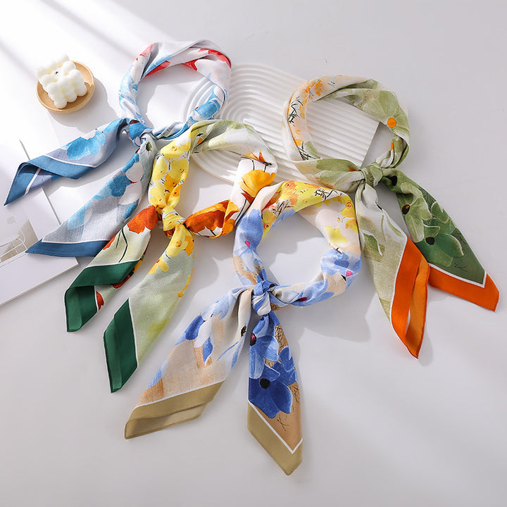 Women's silk scarf in elegant botanical design Bowlift