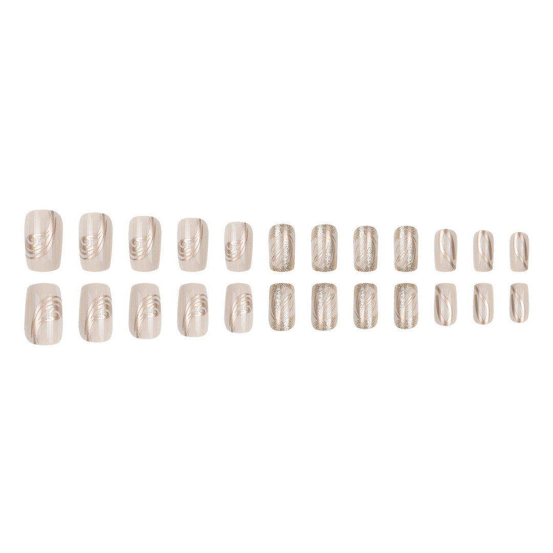 Elegant Swirl Design Acrylic Press-On Nails Bowlift