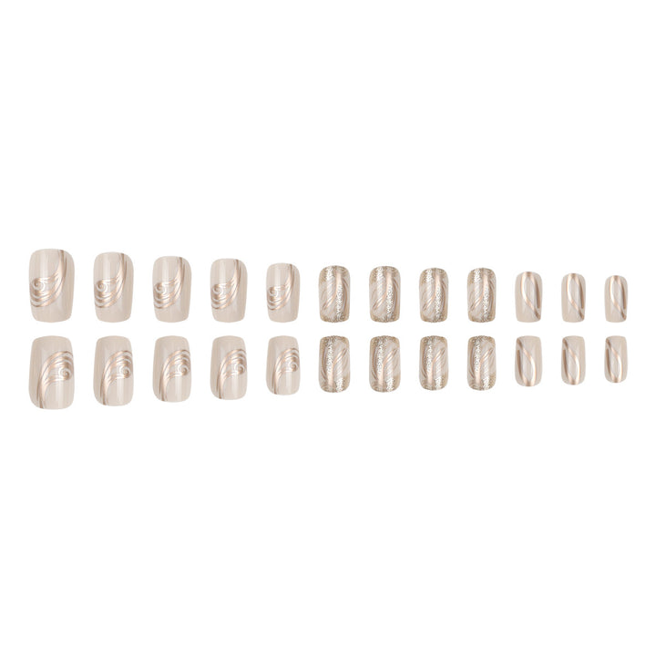 Elegant Swirl Design Acrylic Press-On Nails Bowlift