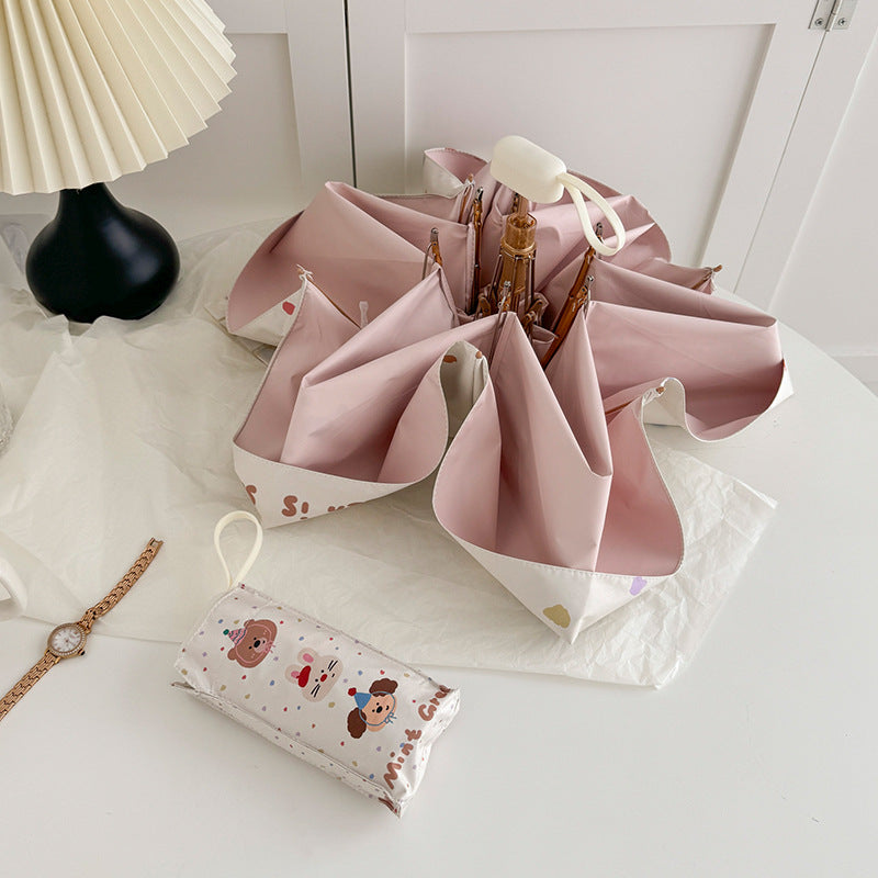 Women's compact umbrella with elegant leaf design Bowlift