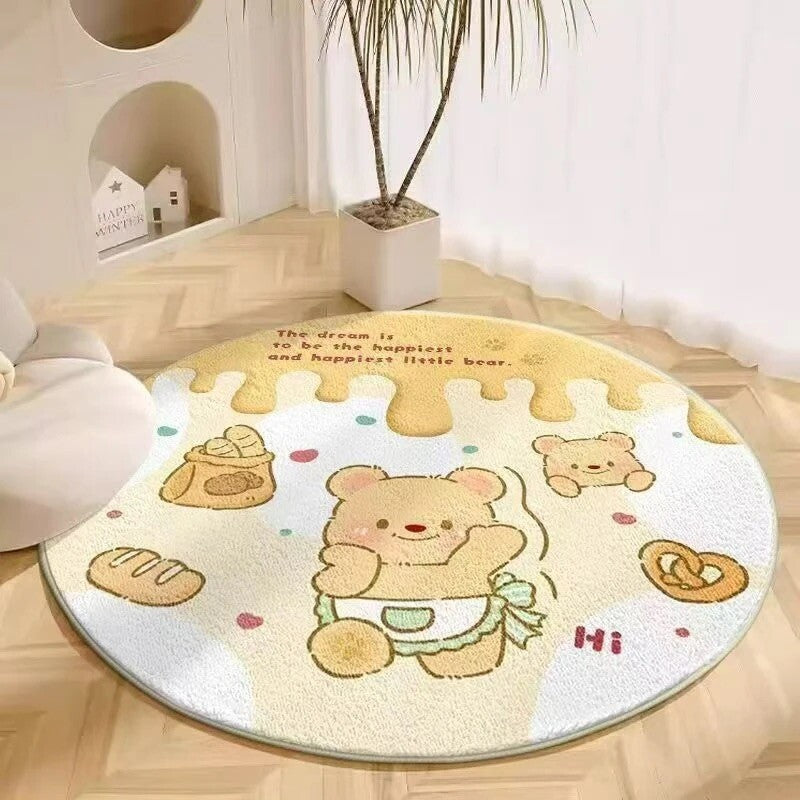 Cute Bear-Themed Round Area Rug