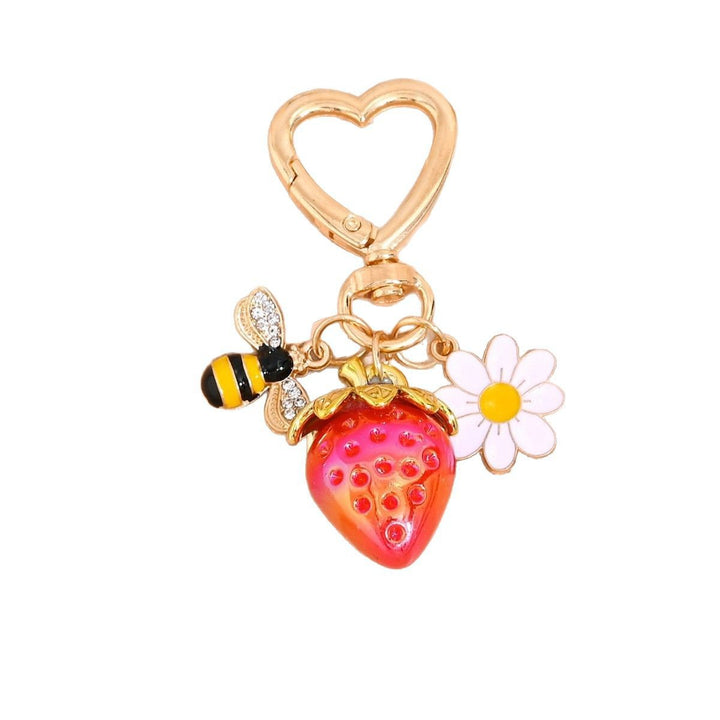 Keychain with Fruity Strawberry Design Bowlift