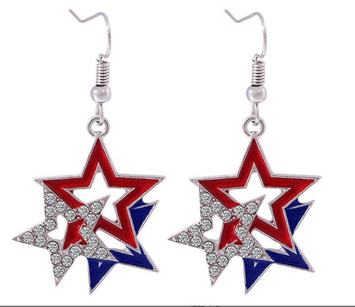 Women's fashionable star earrings with rhinestone accents and enamel pendants Bowlift