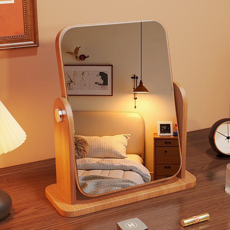 Adjustable Bamboo Tabletop Vanity Mirror with Tilt Stand Bowlift