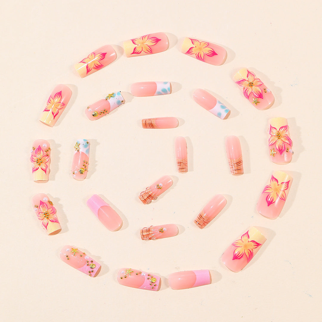 Luxury Floral Acrylic Nail Art Extensions Bowlift