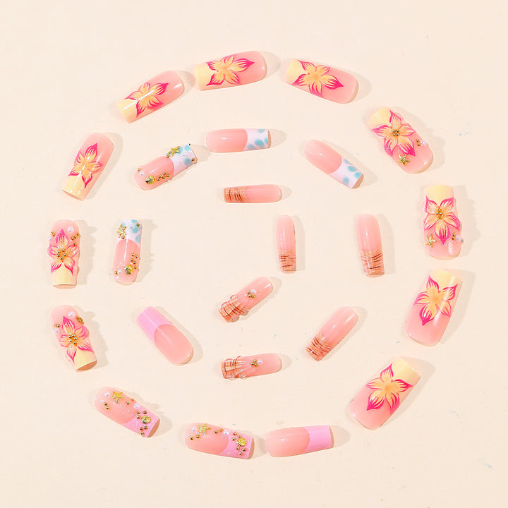 Luxury Floral Acrylic Nail Art Extensions Bowlift