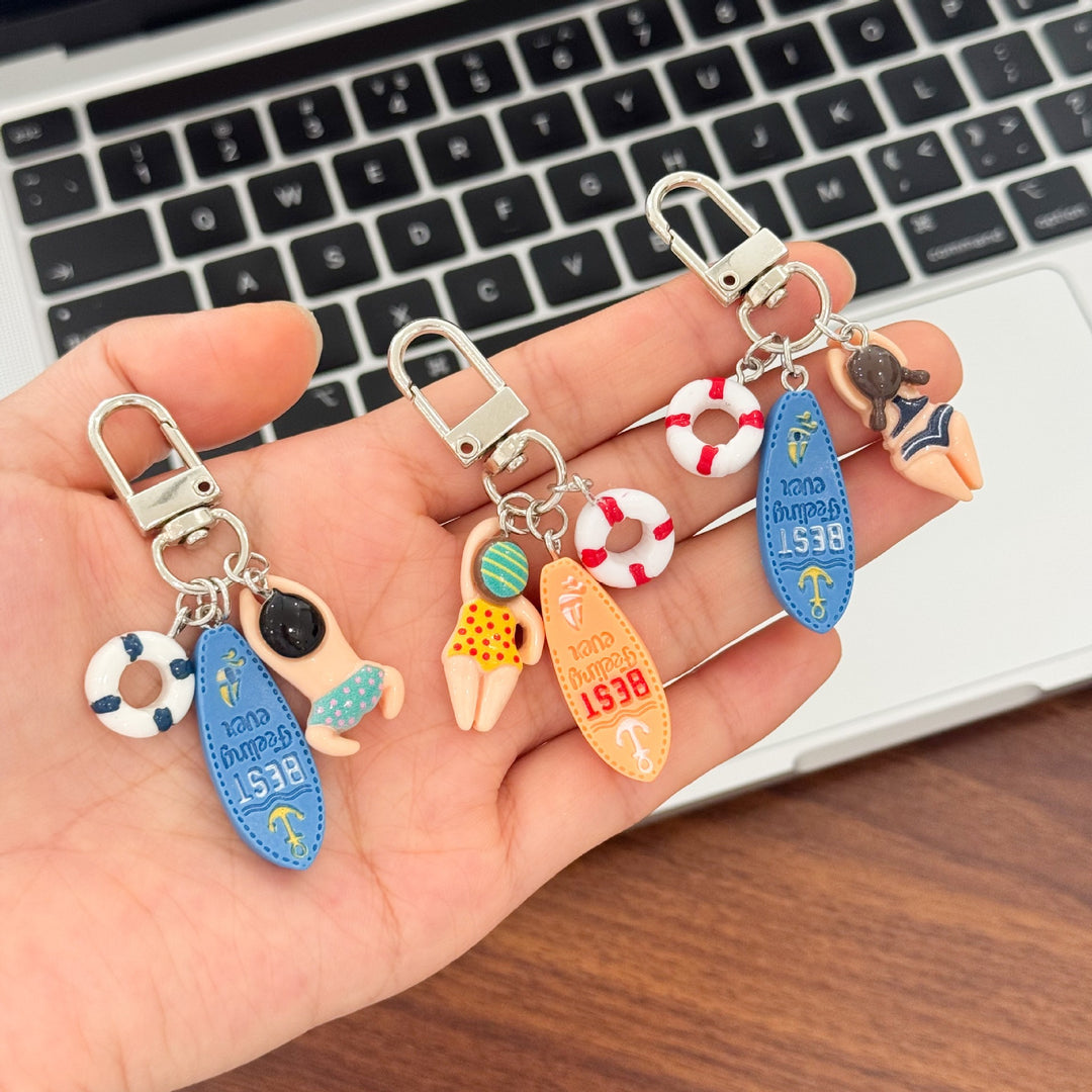 Keychain with Creative Swimming Motif Bowlift