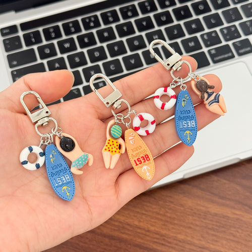 Keychain with Creative Swimming Motif Bowlift