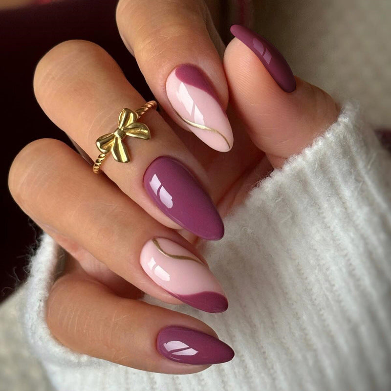 Elegant Almond-Shaped Press-On Nails Bowlift