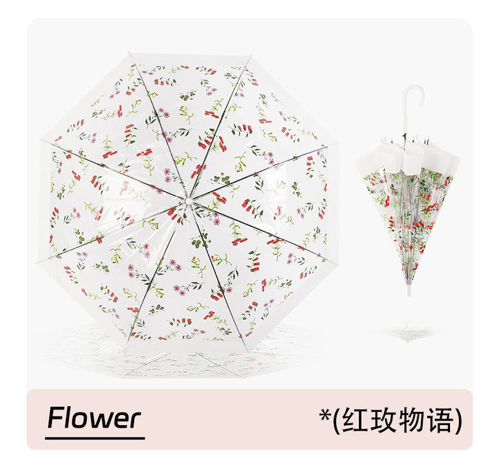 Women's Transparent Umbrella with Ergonomic Handle Bowlift