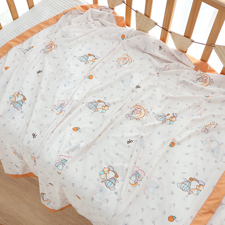 Unisex Nan cozy baby blanket made of cotton muslin with breathable filling and satin edge Bowlift
