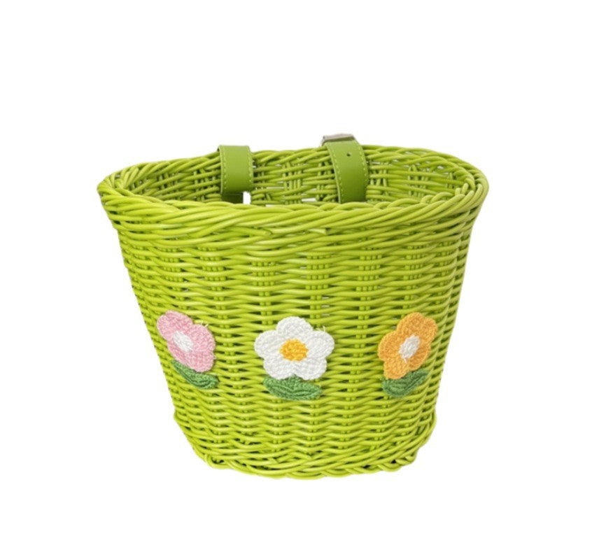 Floral Embroidered Woven Storage Basket Bowlift