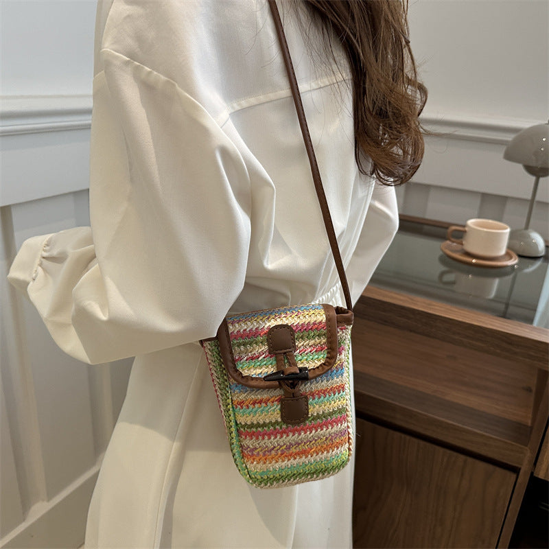 Colorful Woven Crossbody Bag Bowlift
