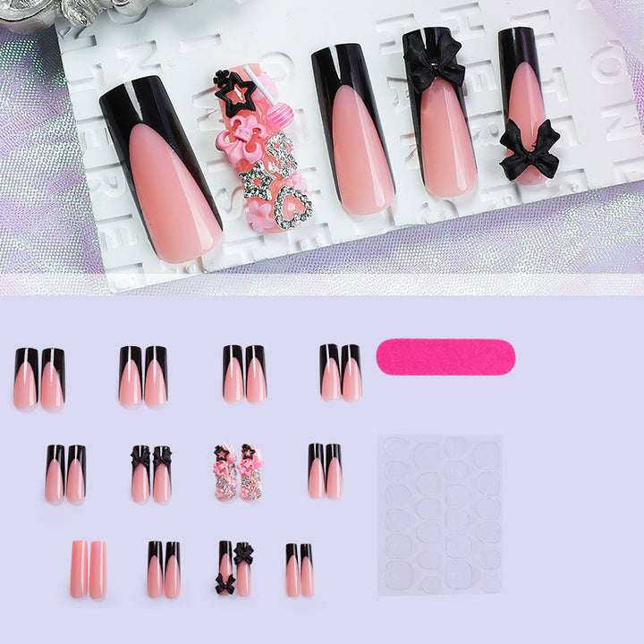 Decorative Press-On Nail Art Kit with Floral and Bow Accents Bowlift