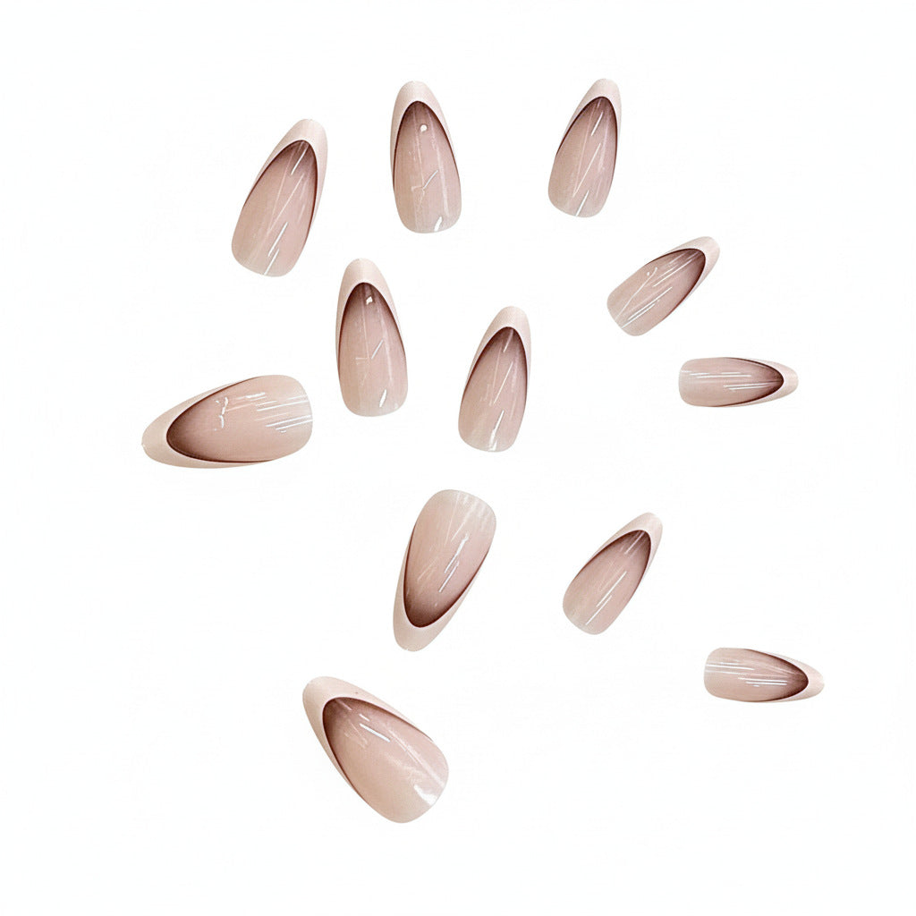 French Tip Almond-Shaped Press-On Nails Bowlift