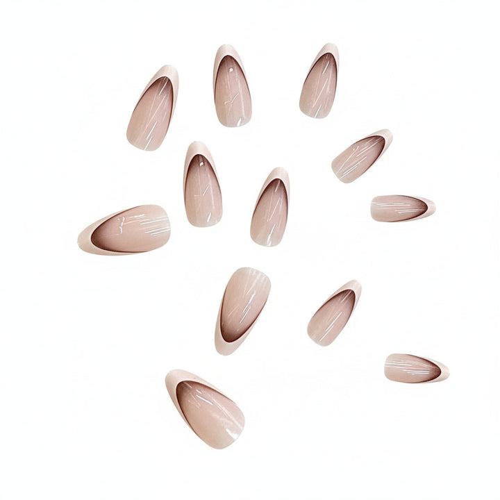 French Tip Almond-Shaped Press-On Nails Bowlift