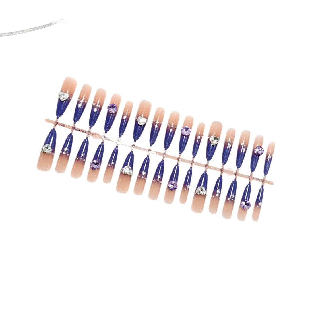 Artificial nails with elegant glitter design and 3D rhinestone accents Bowlift