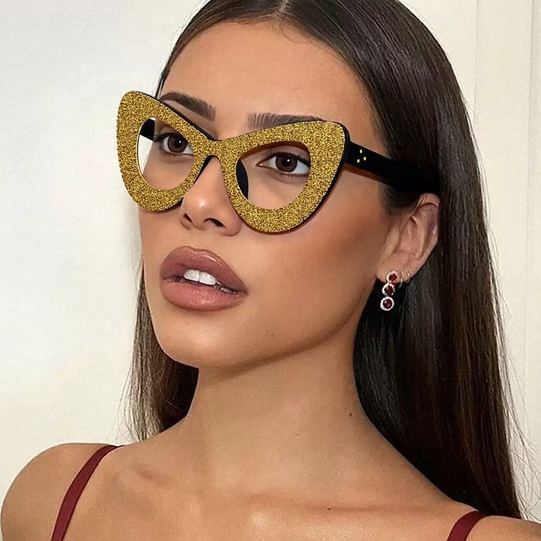 Ladies Glamorous Cat-Eye Sunglasses with Rhinestone Decoration Bowlift