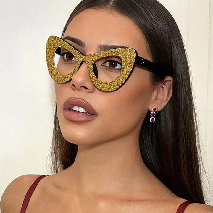 Ladies Glamorous Cat-Eye Sunglasses with Rhinestone Decoration Bowlift