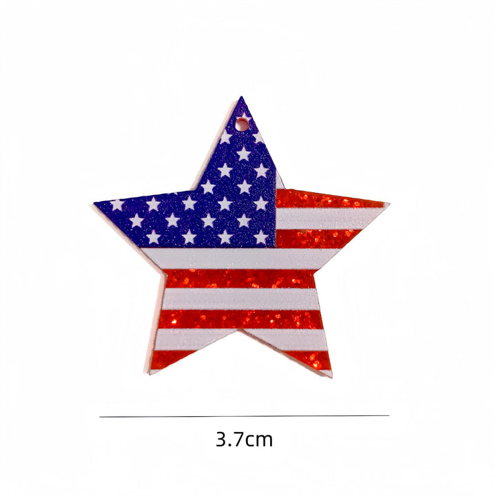 Unisex nan heart-shaped USA flag pendant acrylic with hole Bowlift