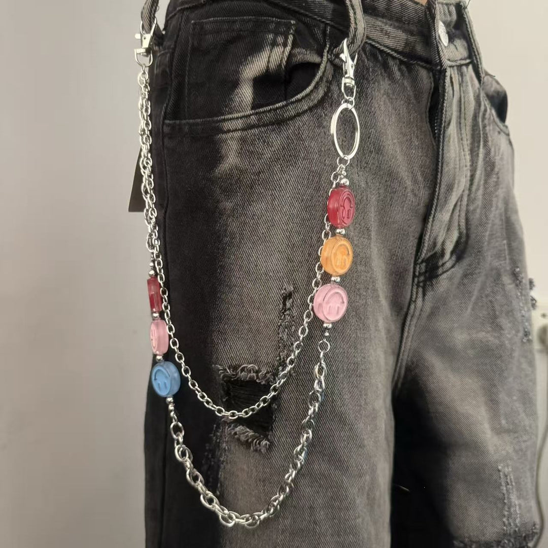 Fashionable chain belt with colorful pendants Bowlift