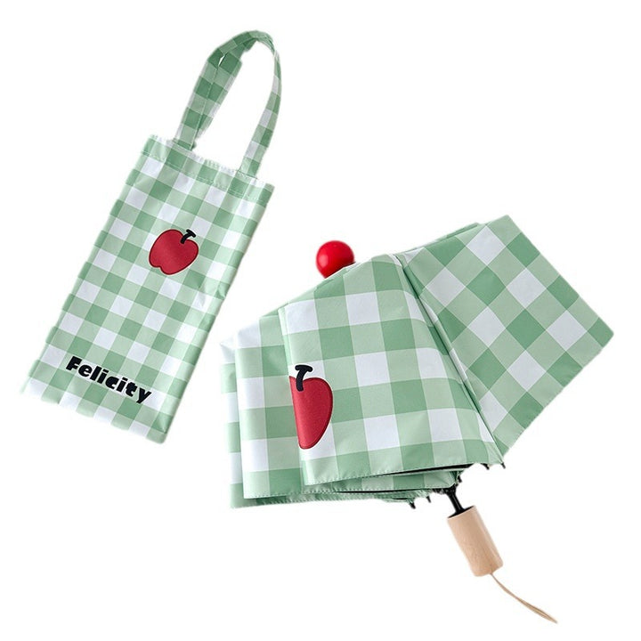 Ladies' folding umbrella in stylish check pattern with fruity motif Bowlift