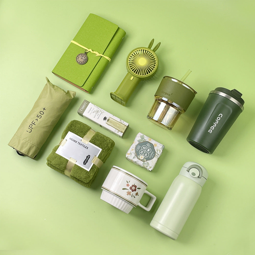 Ladies Thermos Bottle and Folding Umbrella Bowlift