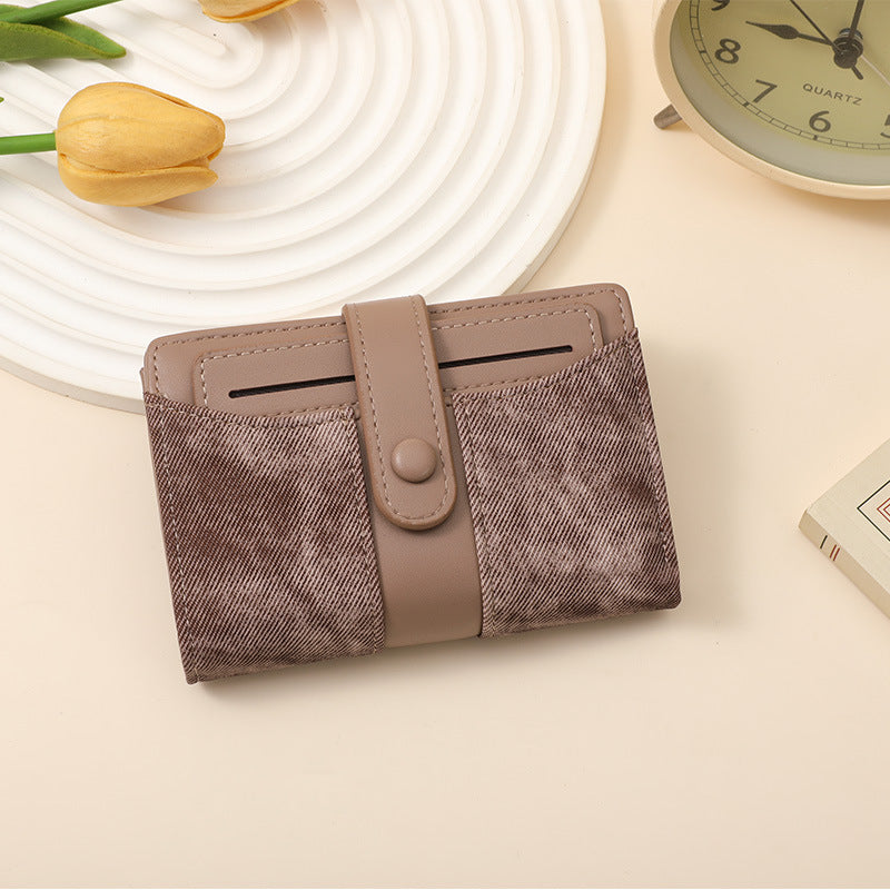 Textured Multi-Pocket Snap Closure Wallet Bowlift