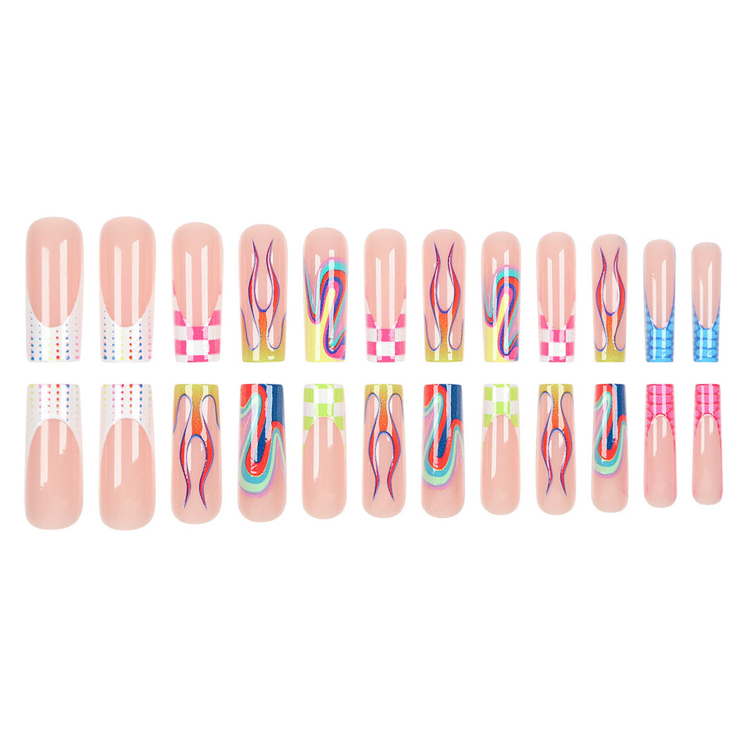 Artistic Long Press-On Nail Set Bowlift