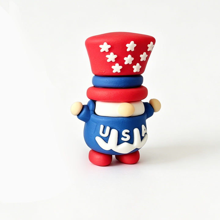 Unisex nan handcrafted decorative gnome set made of air-drying modeling clay with star and heart appliqué Bowlift