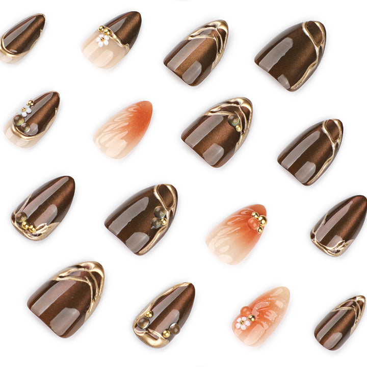 Artful nail extensions with elegant 3D flower embellishments Bowlift