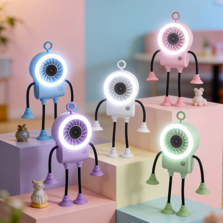 Women Multifunctional Table Fan with Integrated LED Lighting Bowlift