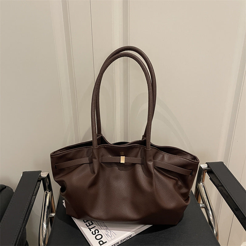 Premium Soft Leather Handheld Tote Bag Bowlift