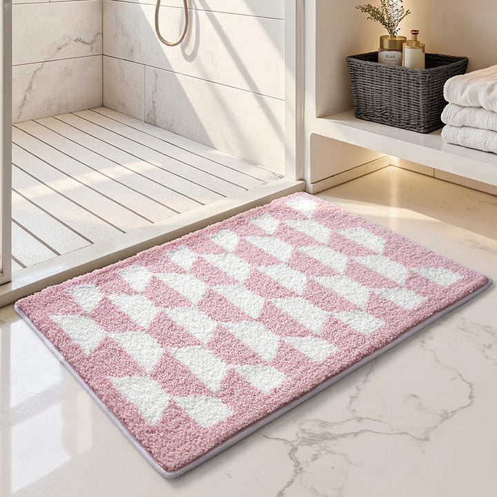 Luxurious Checkered Bath Mat Bowlift
