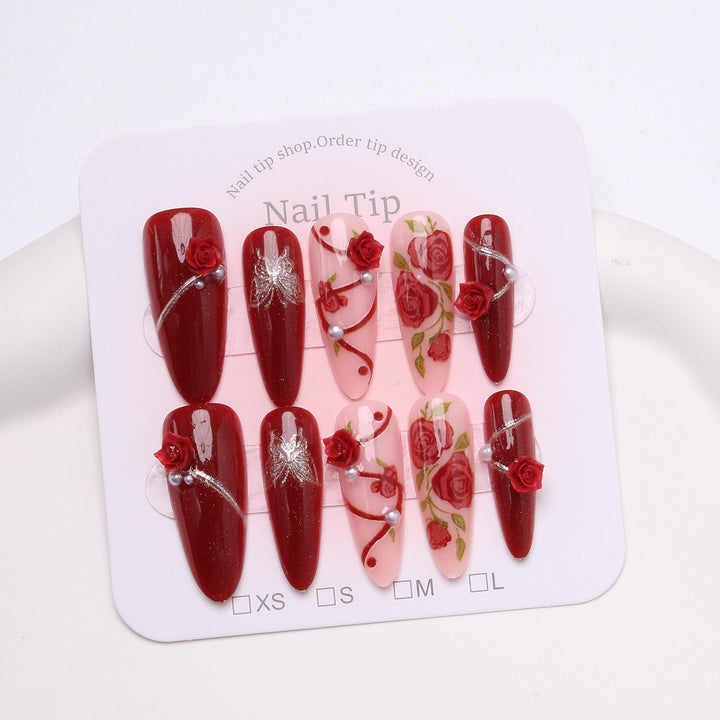 Romantic Floral Press-On Nail Set Bowlift