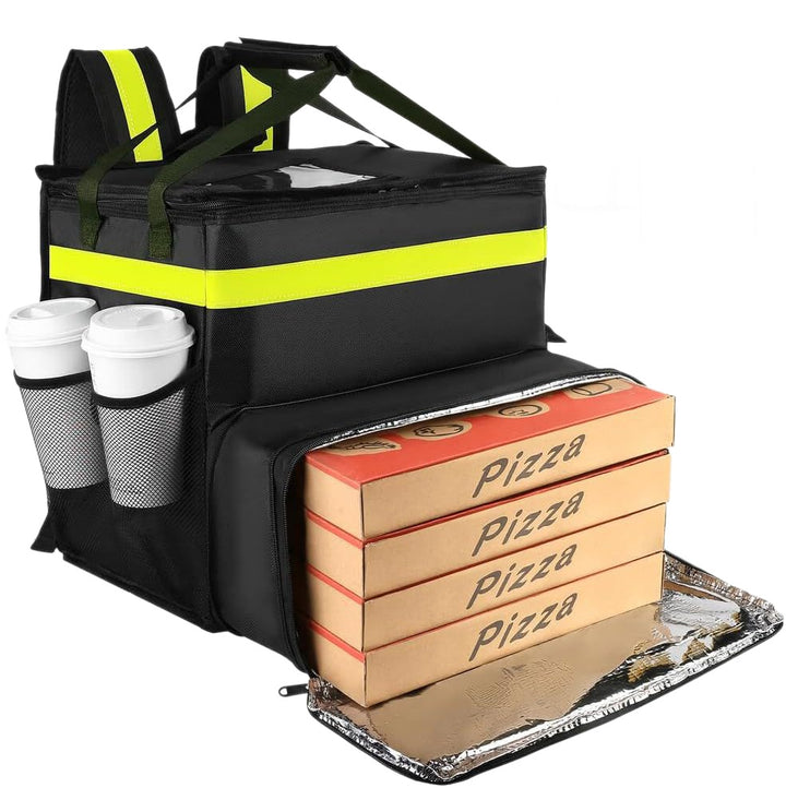 Women's Insulated Pizza Delivery Bag with Drink Holders and Reflective Elements Bowlift