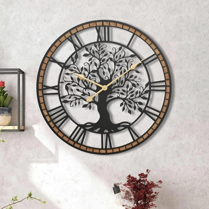 Decorative Wall Clock with Tree Motif Bowlift